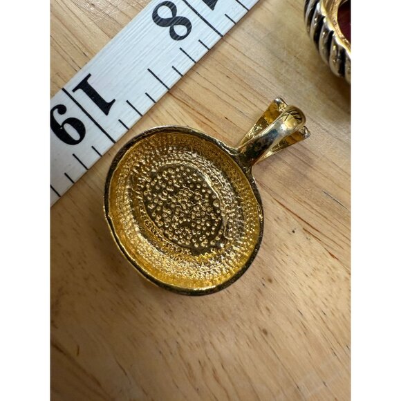 Lot Of 3 Vintage Two-Tone Enhancer Pendants, Retro, Y2K, Glam, Lux - Picture 2 of 11